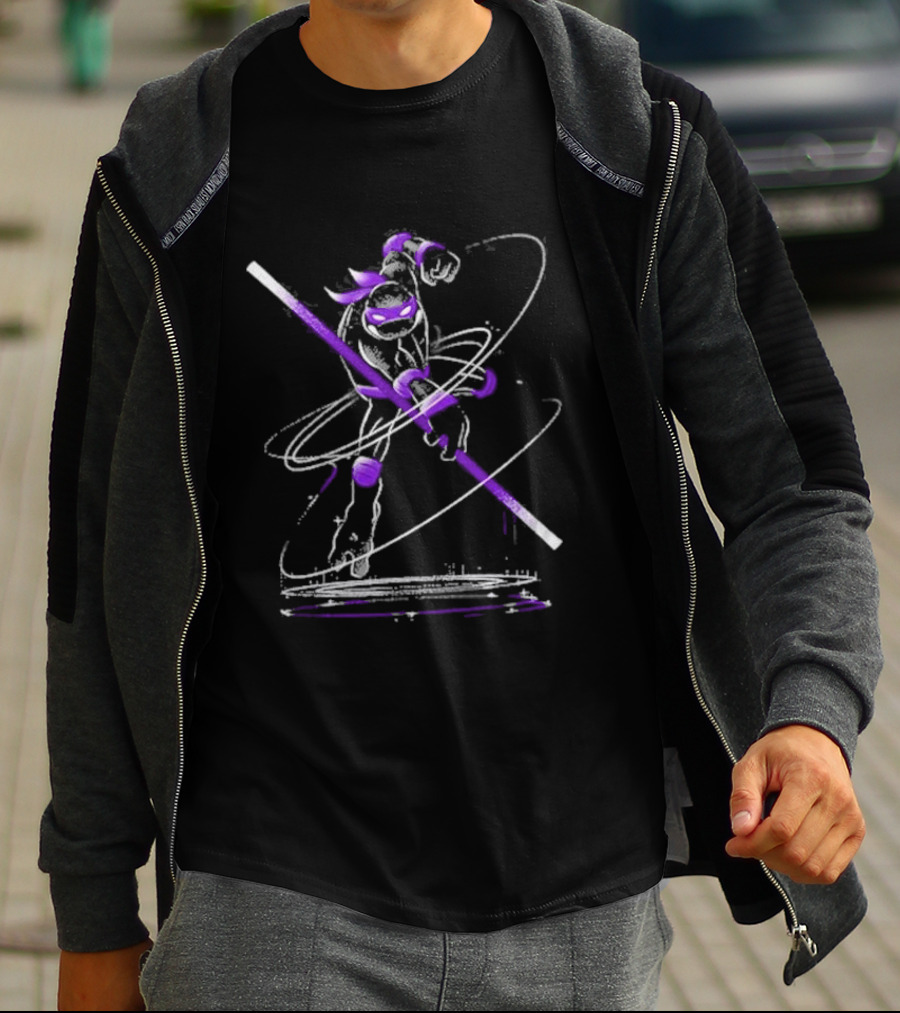 Starry Donnie Spin With Purple Staff And Mask T-Shirt