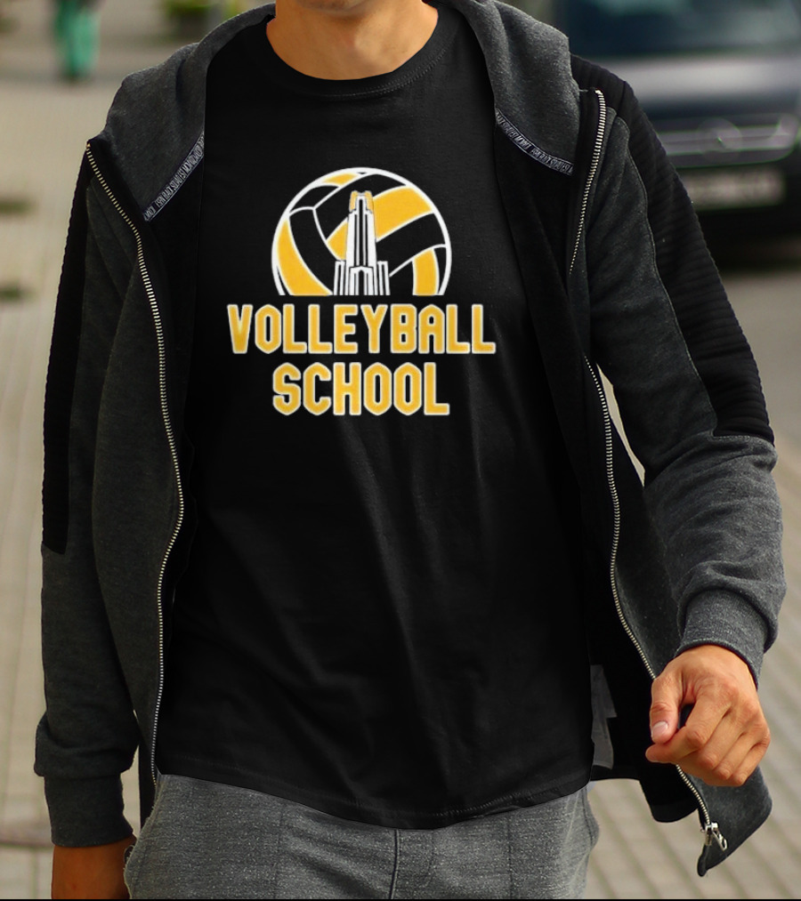 Volleyball School Ball Tower Icon With Building T-Shirt