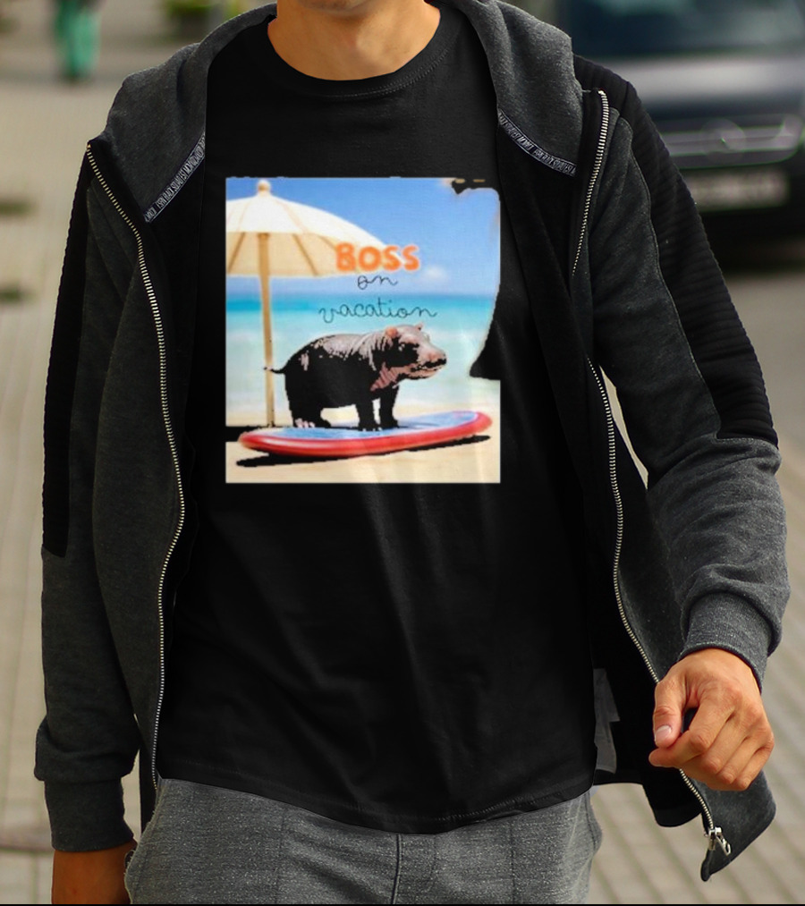 Boss On Vacation Hippo Beach Fun Series Summer T-Shirt