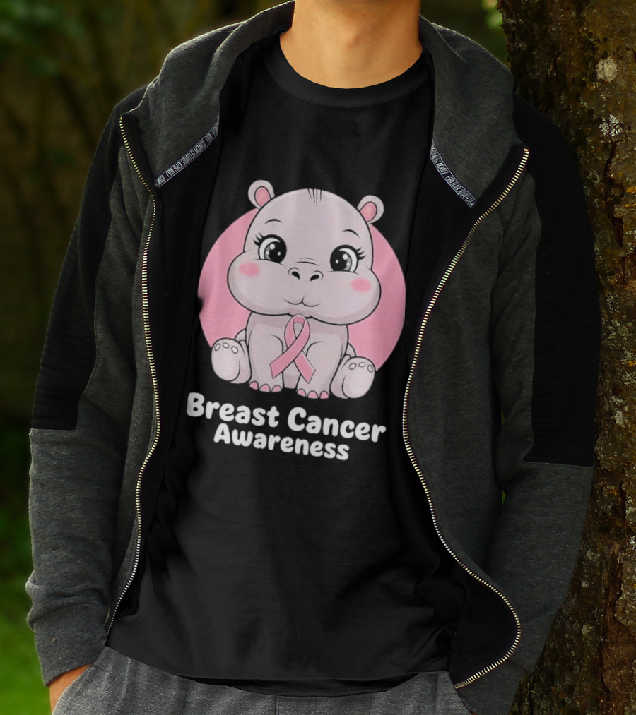 Breast Cancer Awareness Hippo Pink T-Shirt