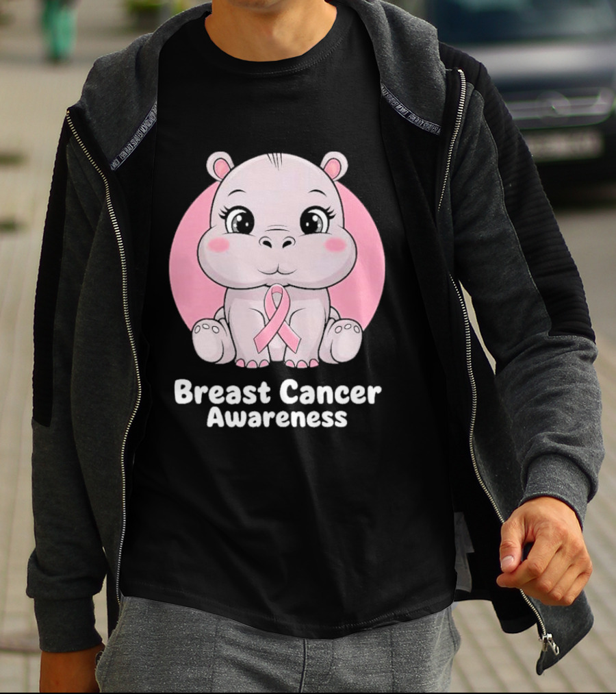 Breast Cancer Awareness Hippo Pink T-Shirt