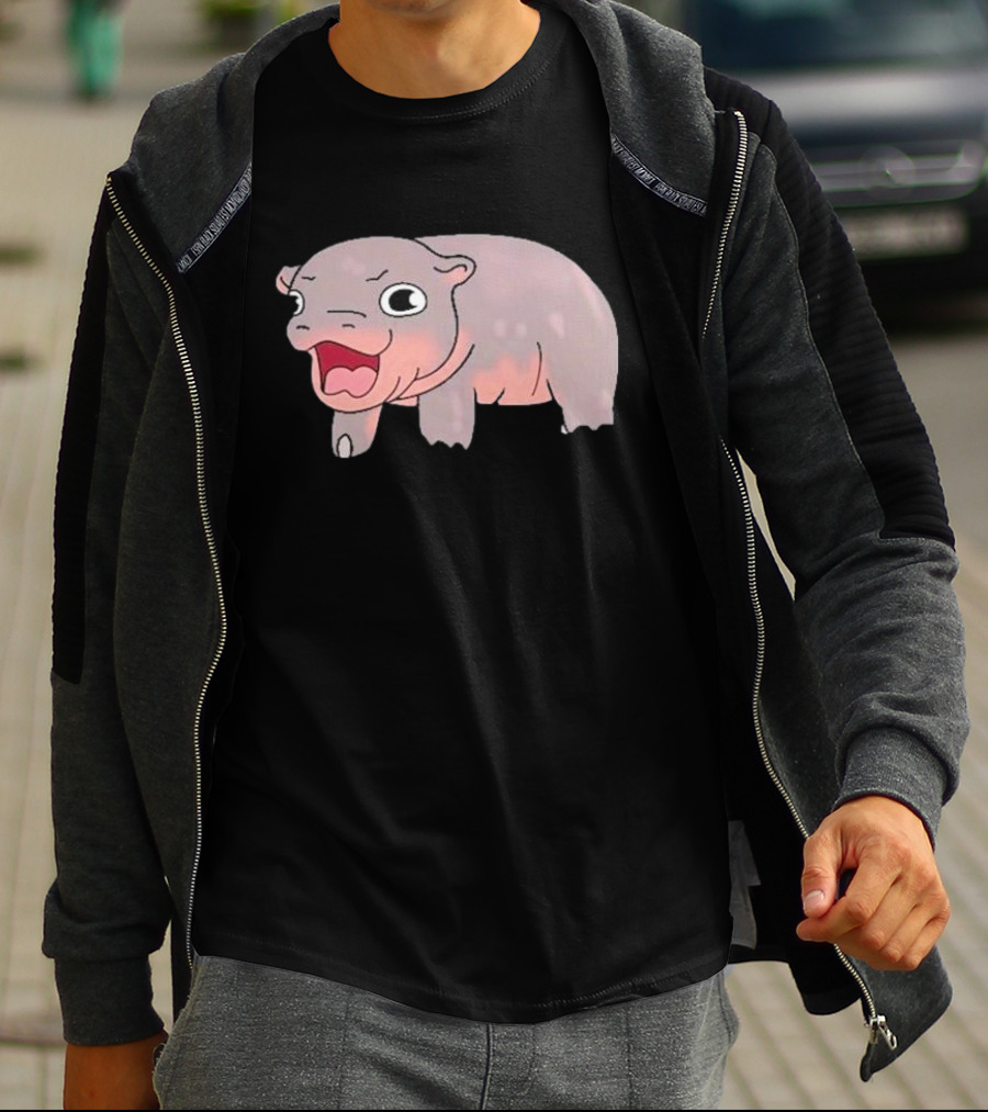 Moo Deng Baby Hippo Hippopotamus Cute Cartoon Character T-Shirt