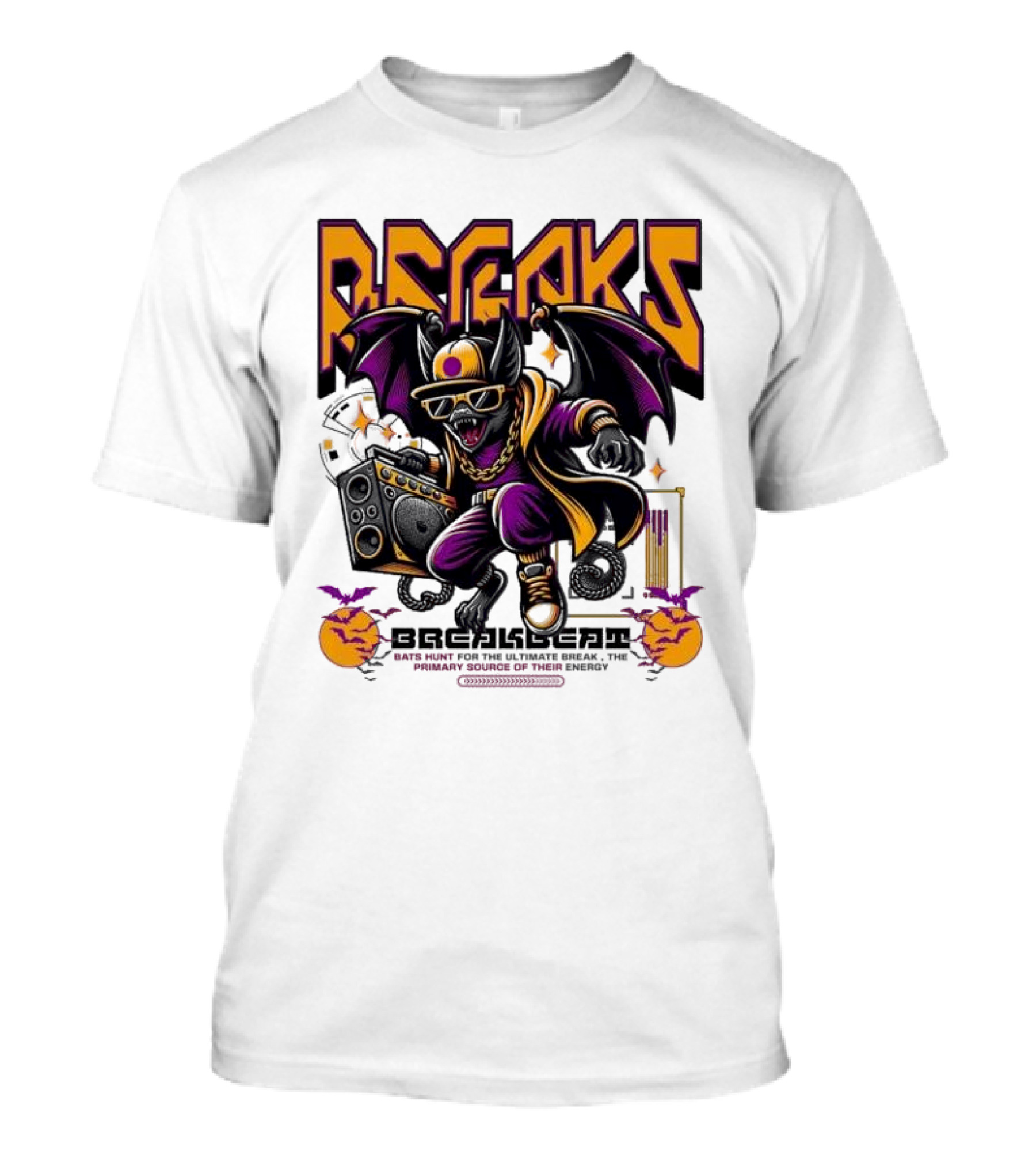 Breakbeat Bat Breaks Bats Hunt For The Ultimate Break Primary Source Of Energy T-Shirt