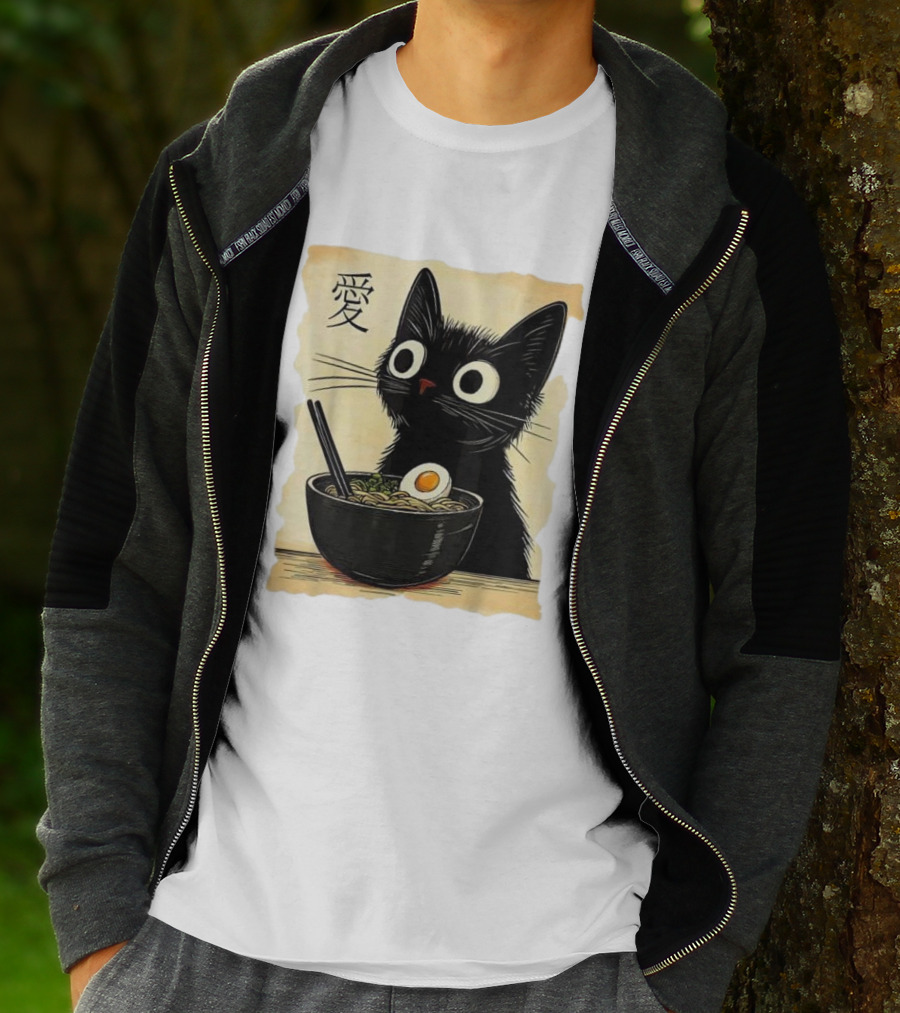 Cat Ramen Japanese Kawaii Anime Cat 愛 T-Shirt