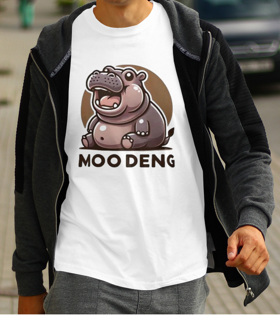 Moo Deng Baby Hippo Fat Cartoon Character T-Shirt
