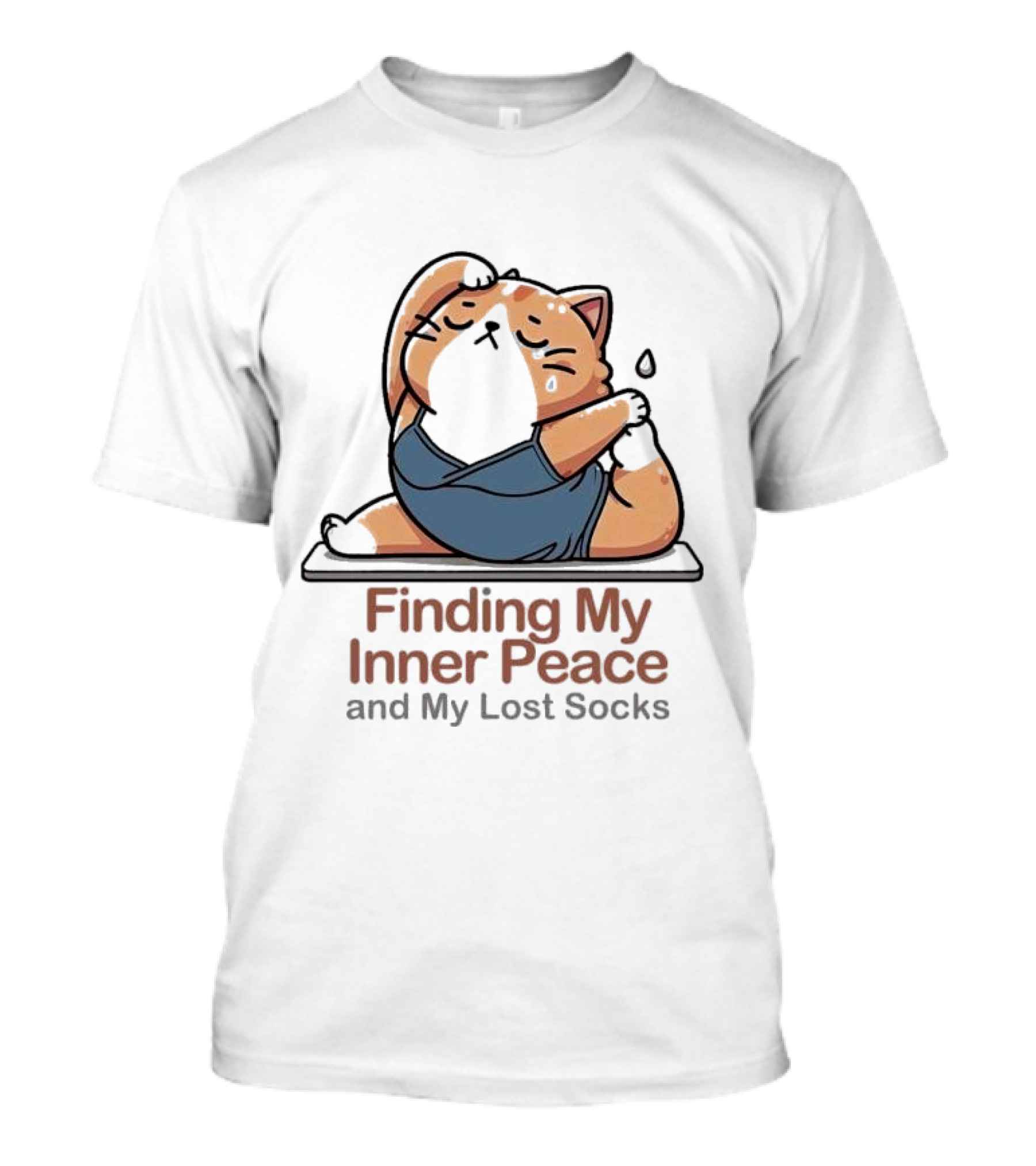 Finding My Inner Peace And My Lost Socks Yoga Chubby Cat T-Shirt