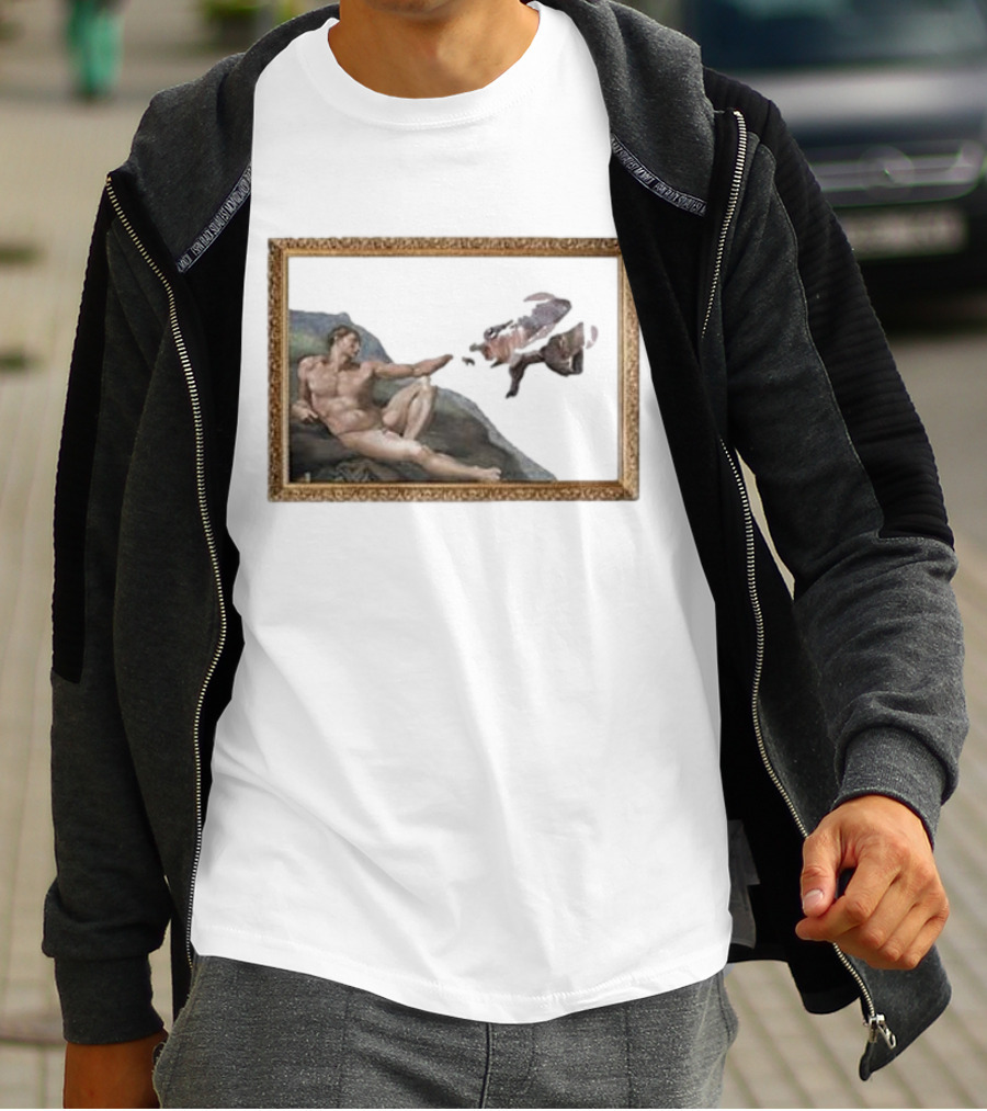 Michelangelo Moo Deng Creation Parody Vintage Frame T-Shirt