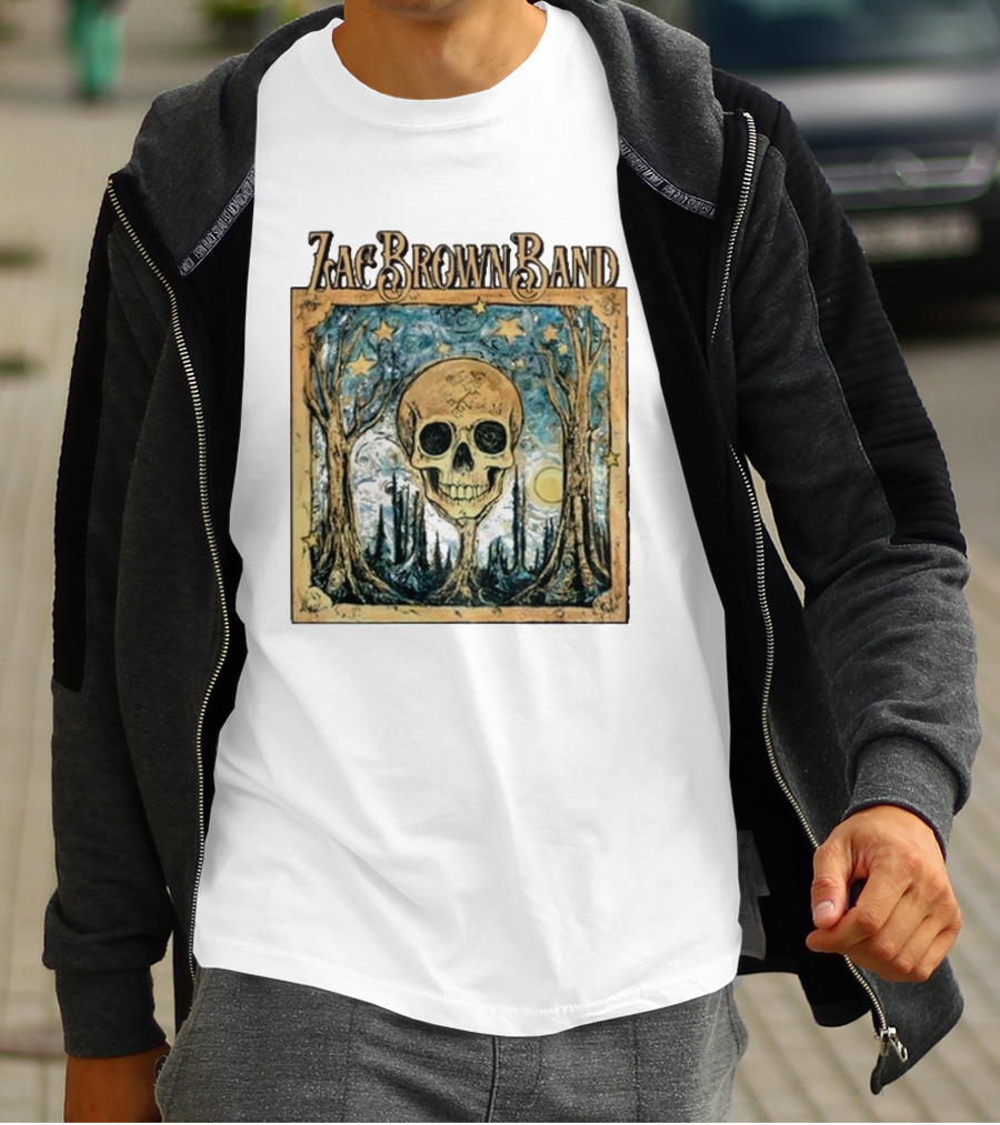 Zac Brown Band Skull Starry Forest Scene T-Shirt