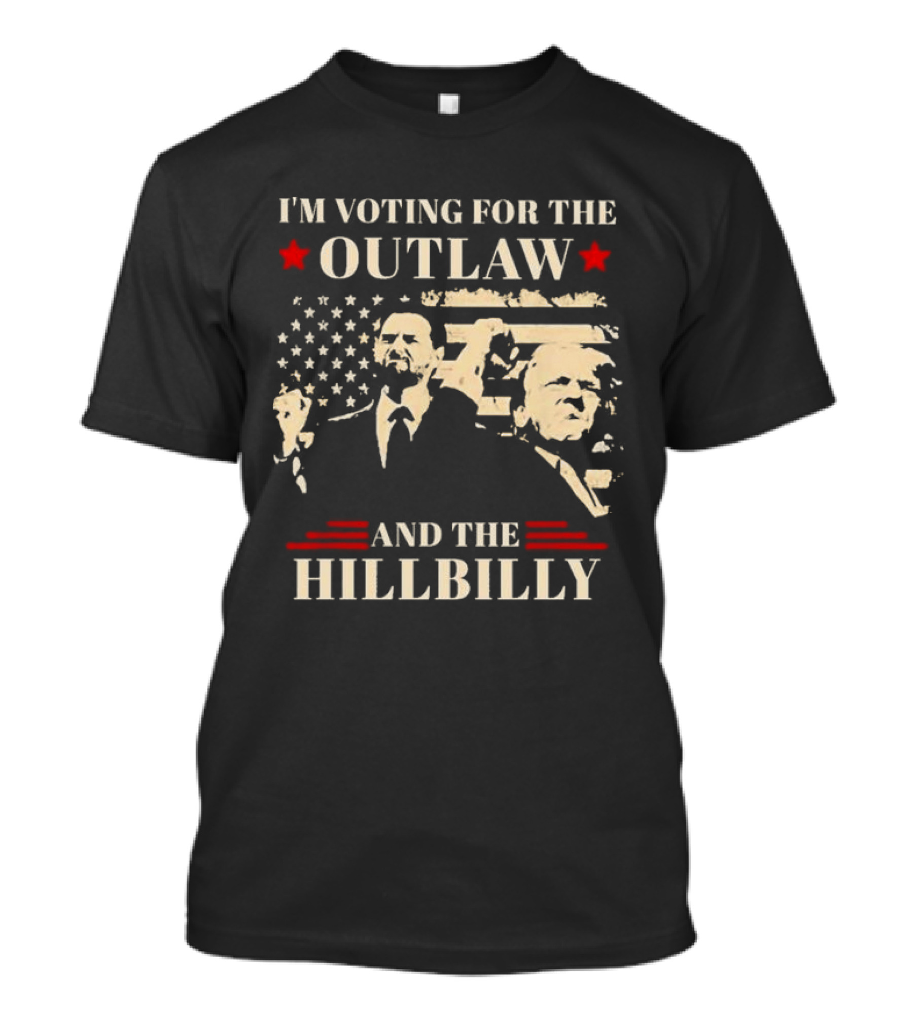 I'm Voting For The Outlaw And The Hillbilly Stars And Stripes Retro Portraits T-Shirt