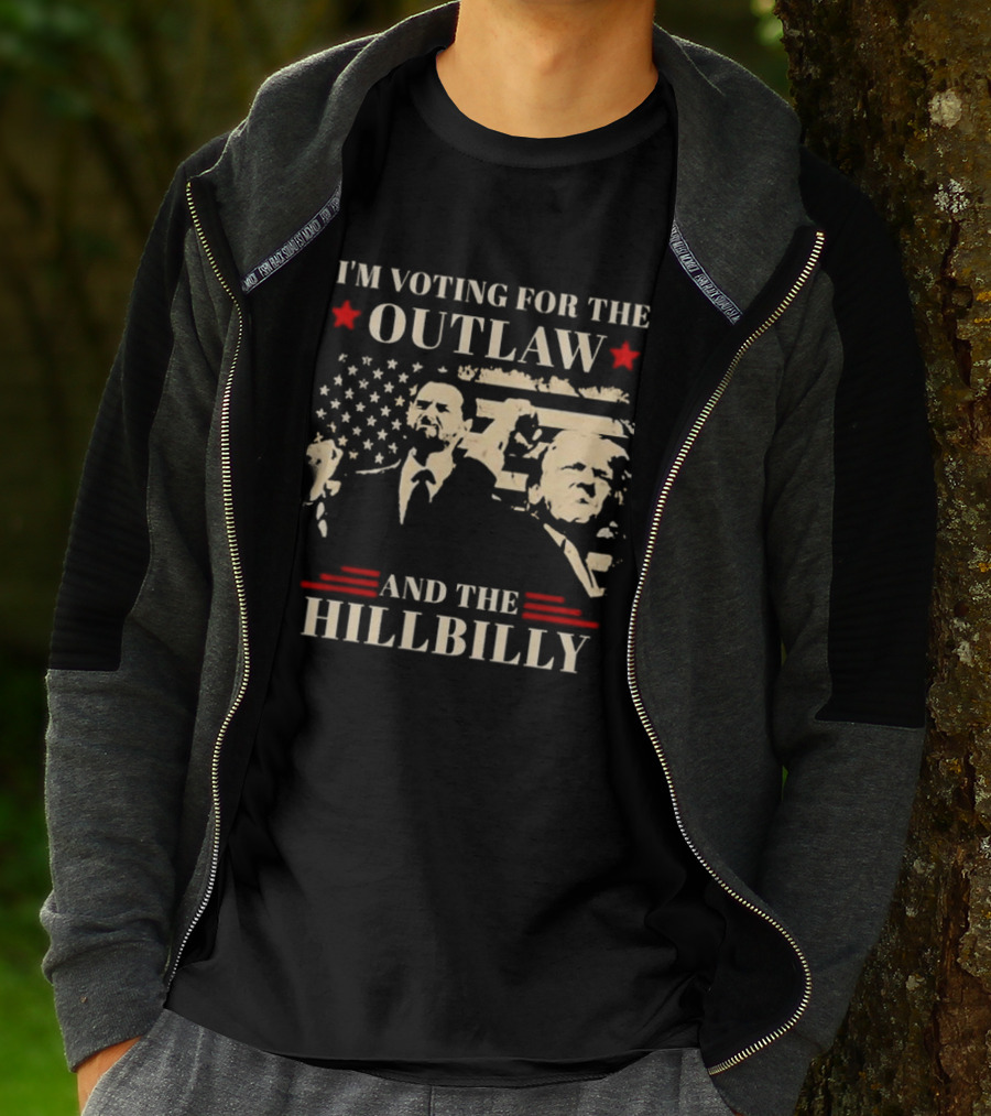 I'm Voting For The Outlaw And The Hillbilly Stars And Stripes Retro Portraits T-Shirt