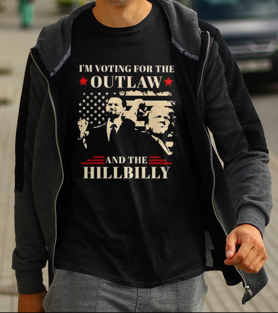 I'm Voting For The Outlaw And The Hillbilly Stars And Stripes Retro Portraits T-Shirt