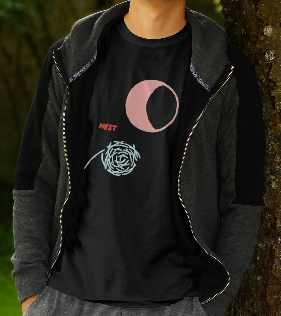 Nest And Moon Phases In Minimalist T-Shirt
