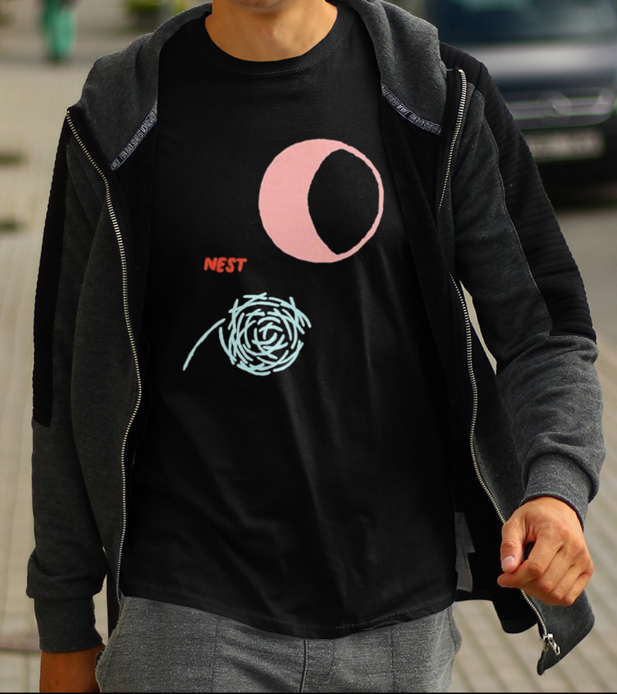 Nest And Moon Phases In Minimalist T-Shirt