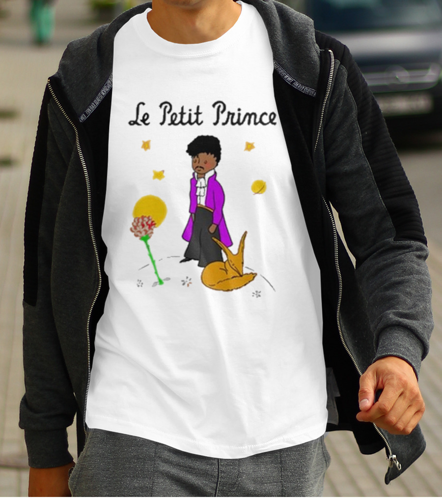 Le Petit Prince Purple Coat Fox And Rose Stars T-Shirt