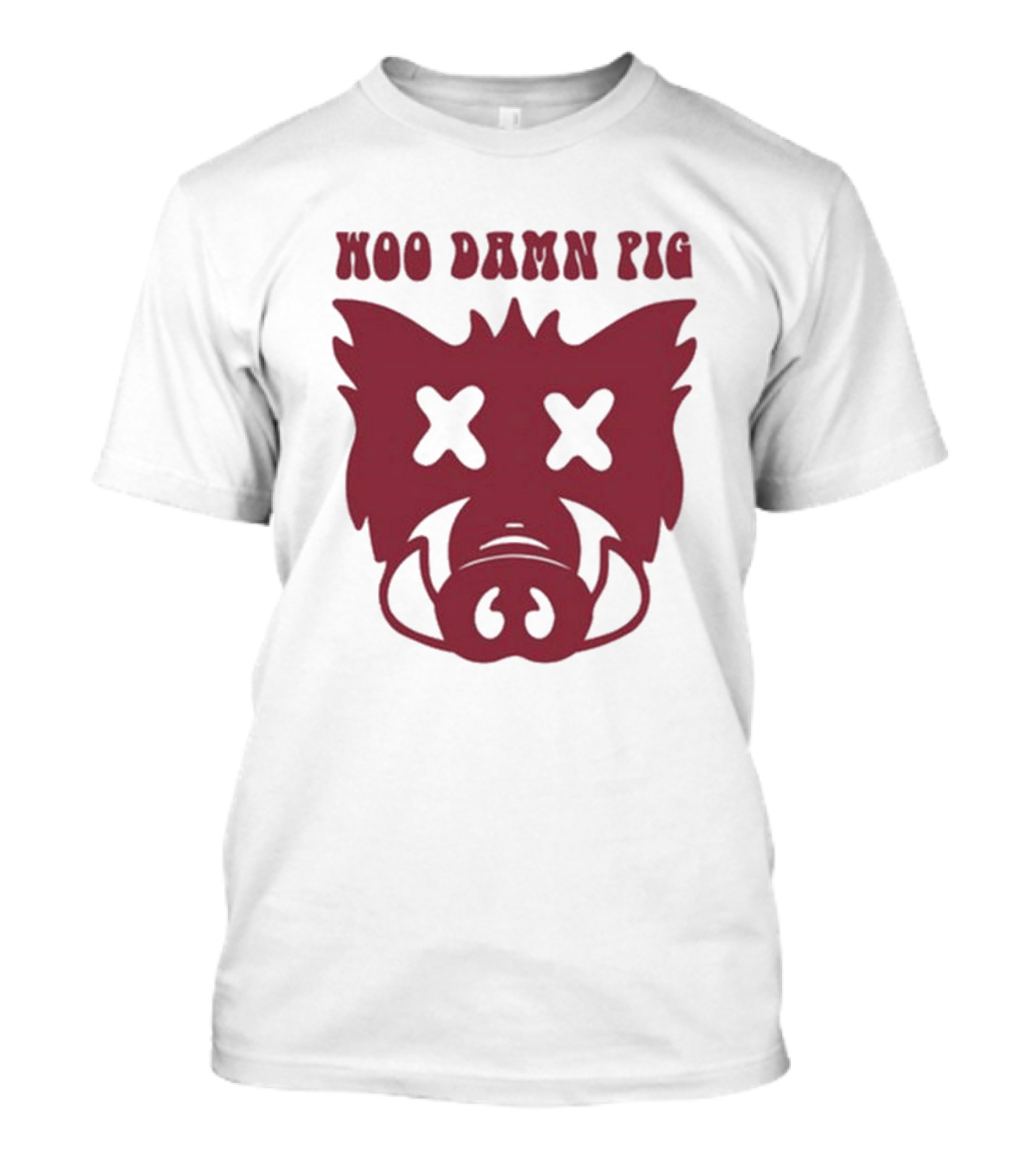 Woo Damn Pig Razorback Silhouette With X Eyes T-Shirt