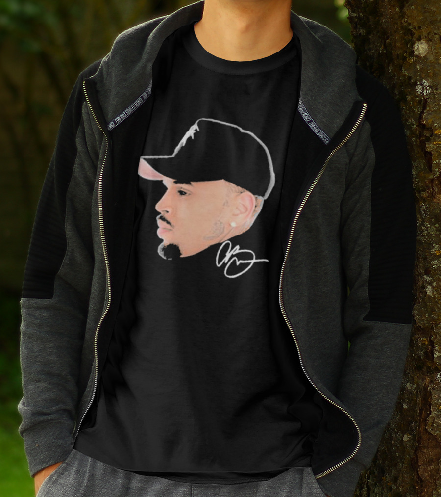 20 Years Of Chris Brown Big Head Signature Cap Profile T-Shirt