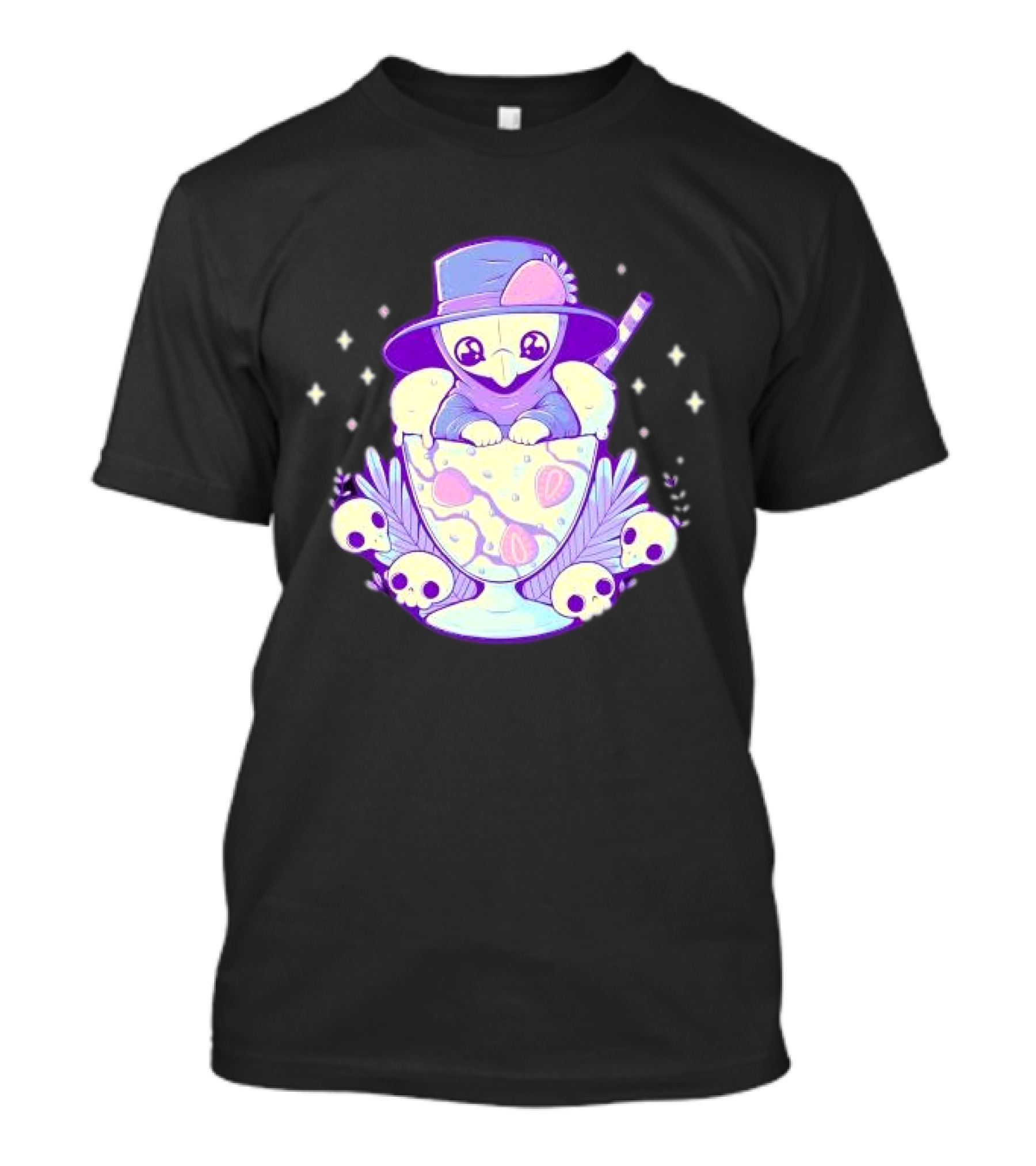 Cute Plague Doctor Ice Cream Delight With Skulls And Stars T-Shirt