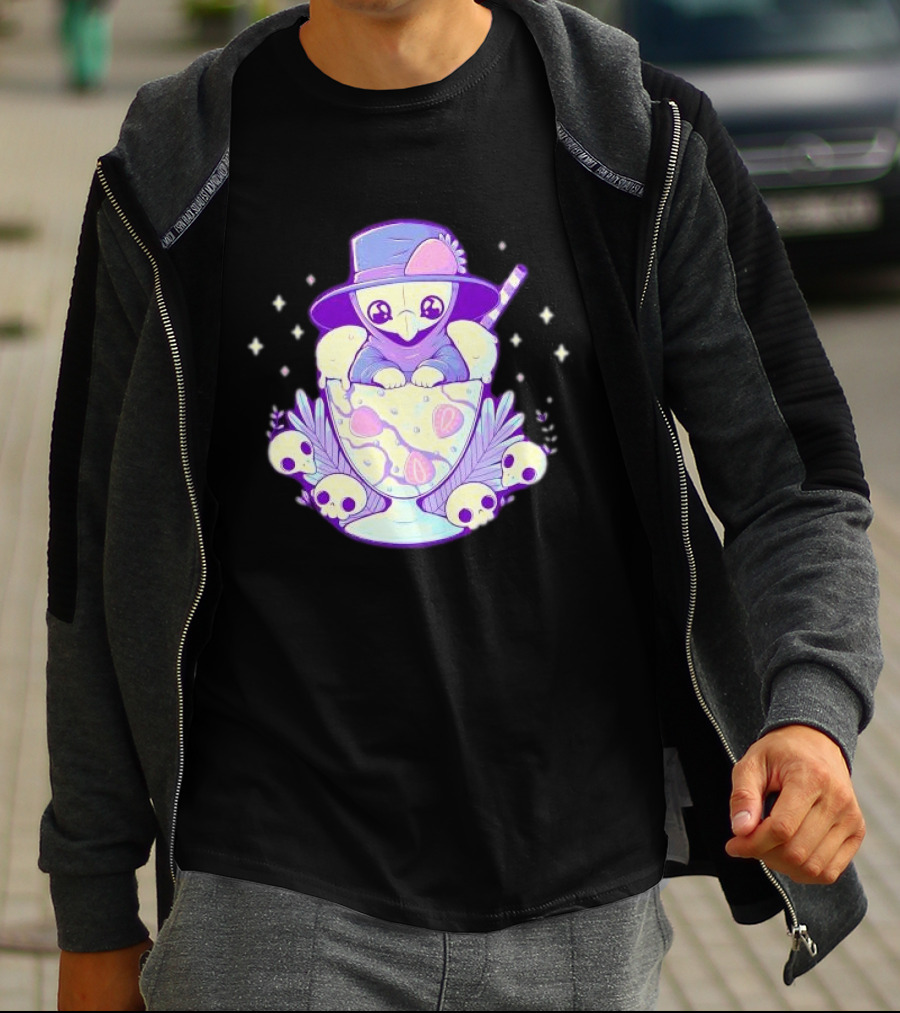 Cute Plague Doctor Ice Cream Delight With Skulls And Stars T-Shirt