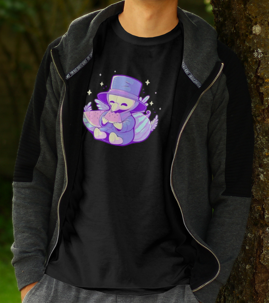 Plague Doctor Eating Watermelon Cute Kawaii T-Shirt
