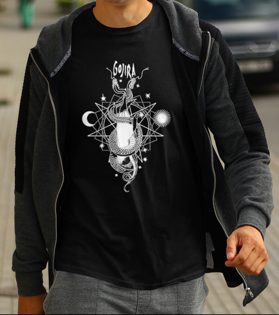 Gojira Celestial Snakes Moon Sun And Stars T-Shirt