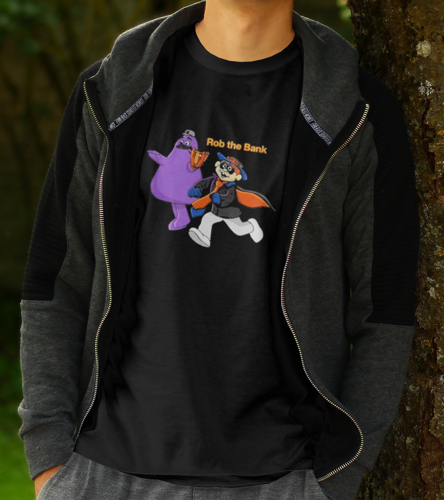 Grimace Monster Accompanies Rob The Bank Heist With Classic Burglar Image T-Shirt