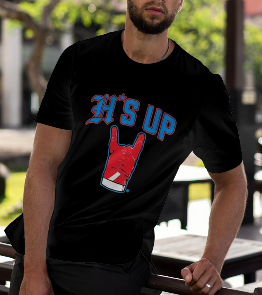 Houston Football H's Up Gesture Red Glove T-Shirt