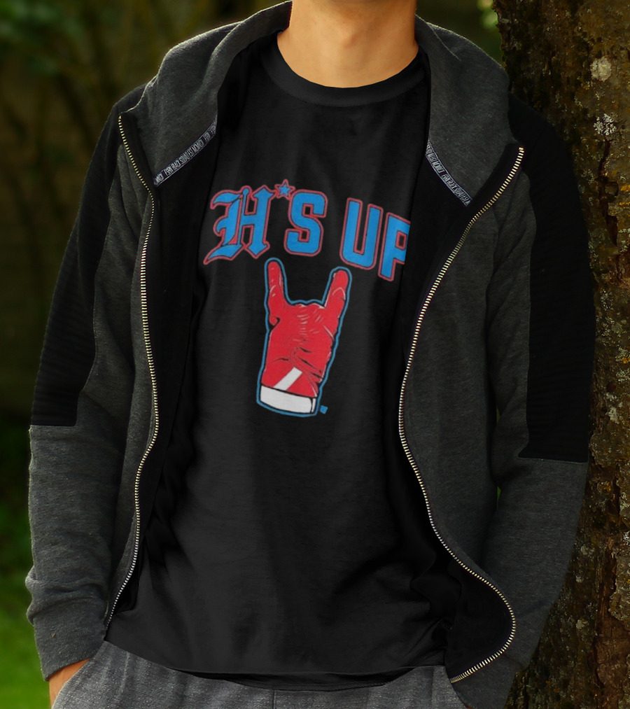 Houston Football H's Up Gesture Red Glove T-Shirt