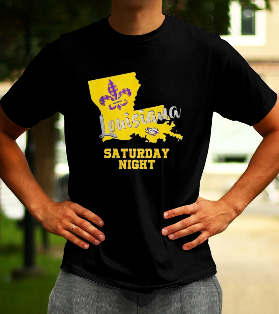 Louisiana Saturday Night LSU Tigers Fleur De Lis T-Shirt