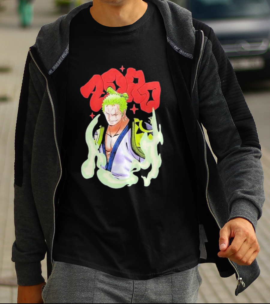 One Piece Zoro Japan Animation Airbrush Style Manga Character T-Shirt