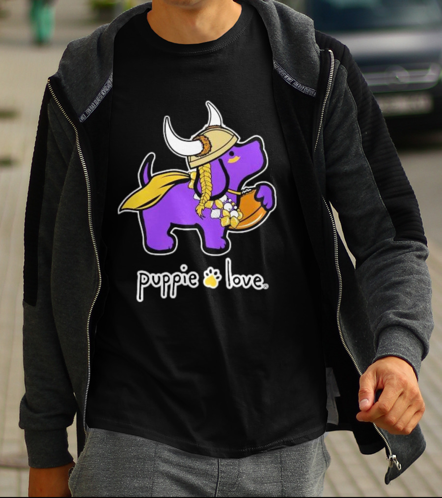 Puppie Love Purple And Gold Viking Pup Minnesota Vikings T-Shirt