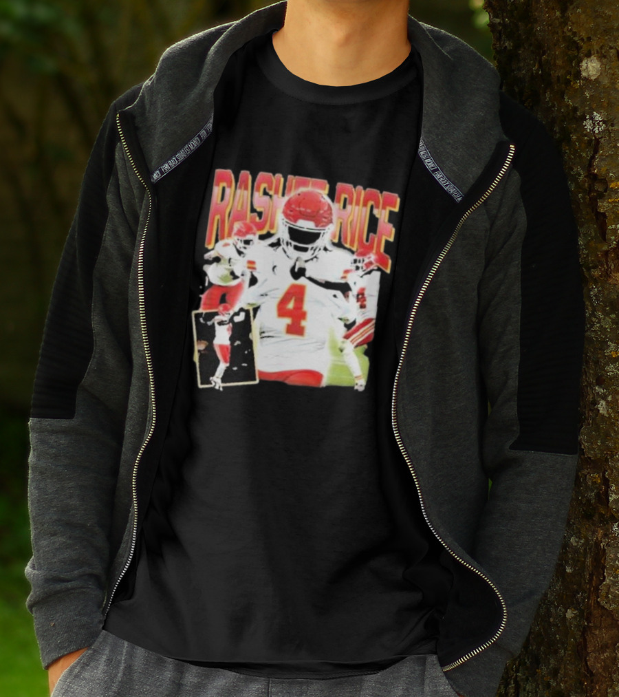 Rashee Rice Football Action 4 Red And White Uniform T-Shirt