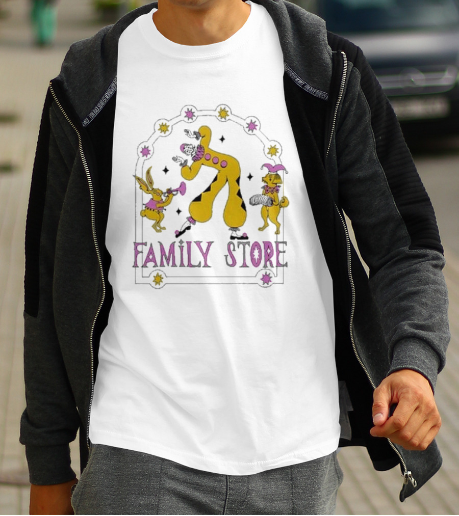 FS X Maddie Fischer Family Store Clown Arch With Rabbit And Dog Characters T-Shirt