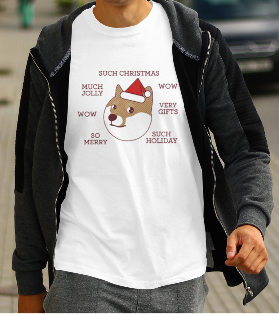 Such Christmas Doge Much Jolly Wow Very Gifts So Merry Such Holiday T-Shirt