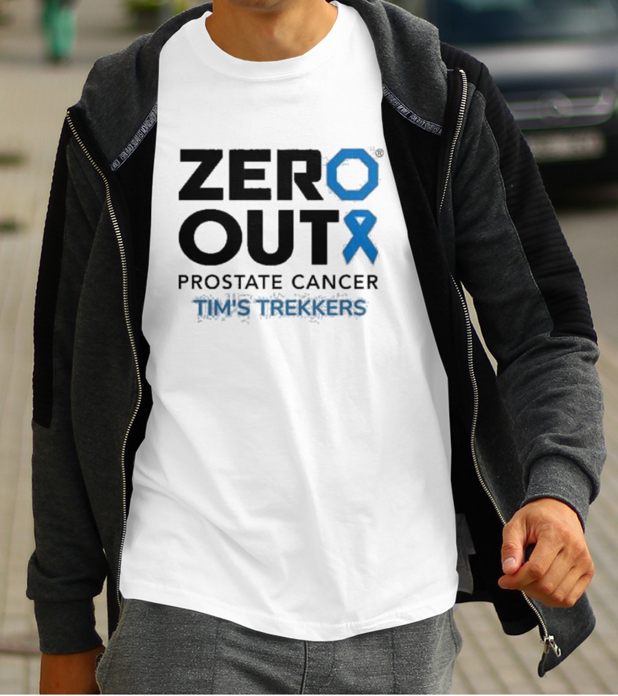Zero Out Prostate Cancer Tim's Trekkers Awareness Blue T-Shirt