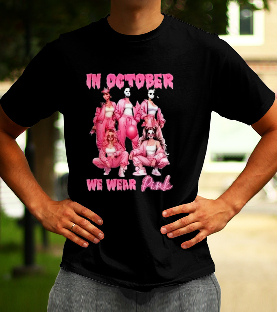 In October We Wear Pink Comadre Crew Horror Movie T-Shirt