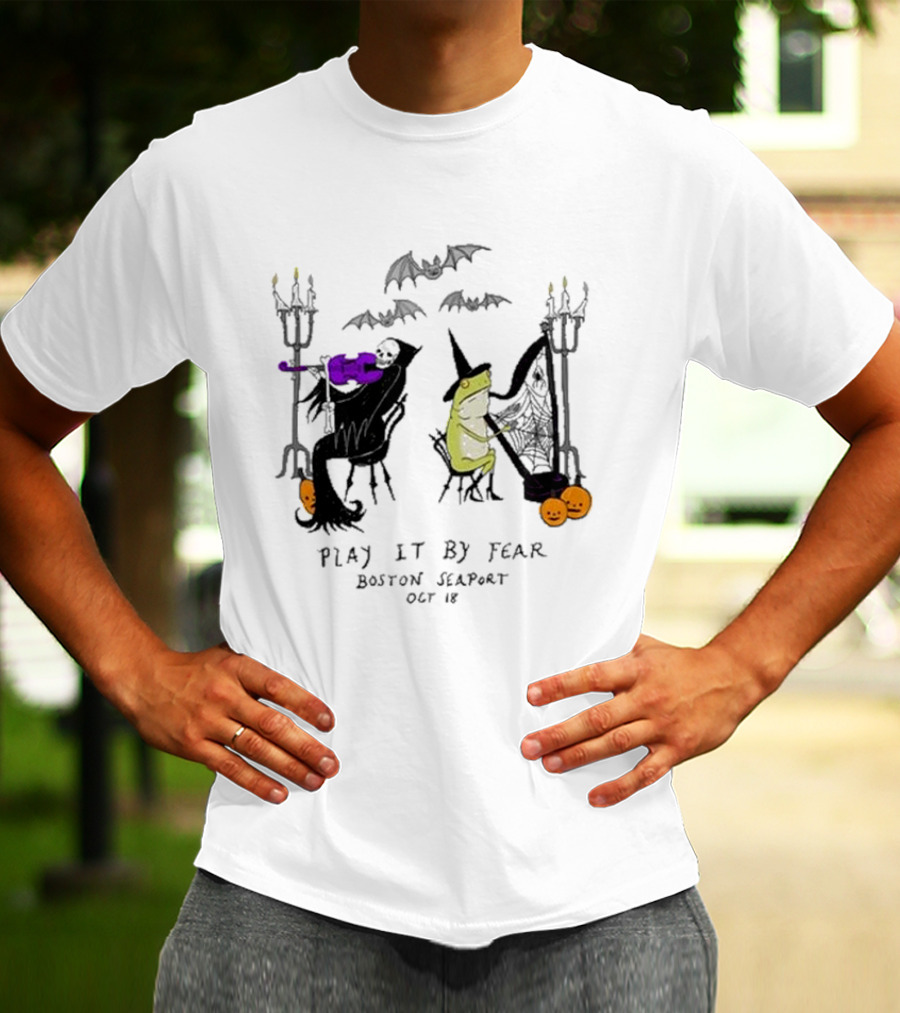 Play It By Fear Bill Crisafi Witch Skeleton Bats Boston Seaport Oct 18 T-Shirt