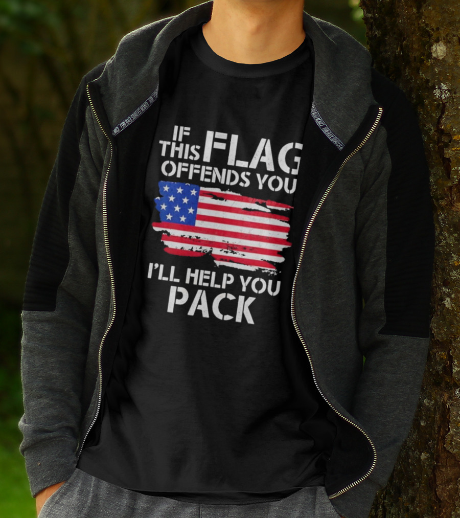 If This Flag Offends You I’ll Help You Pack American Flag T-Shirt