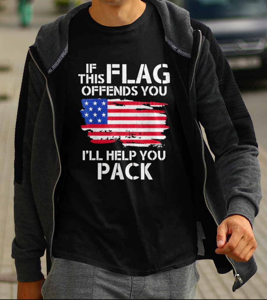 If This Flag Offends You I’ll Help You Pack American Flag T-Shirt