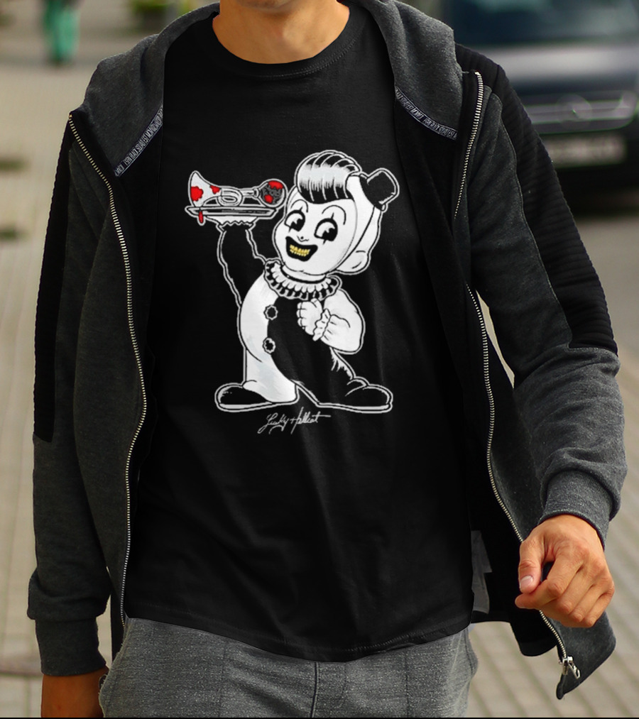 Lucky Hellcat Big Boy Creepy Clown With Chainsaw T-Shirt