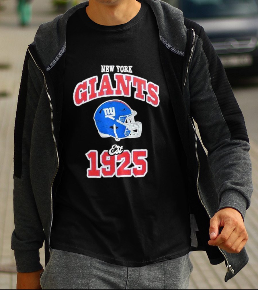 New York Giants Est 1925 Blue Helmet Aleali May Collaboration T-Shirt