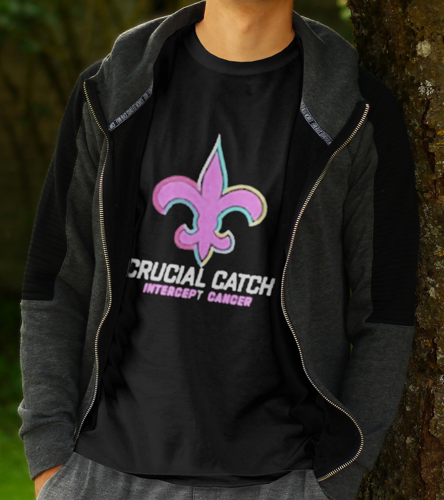Crucial Catch Intercept Cancer Saints Fleur-de-Lis T-Shirt
