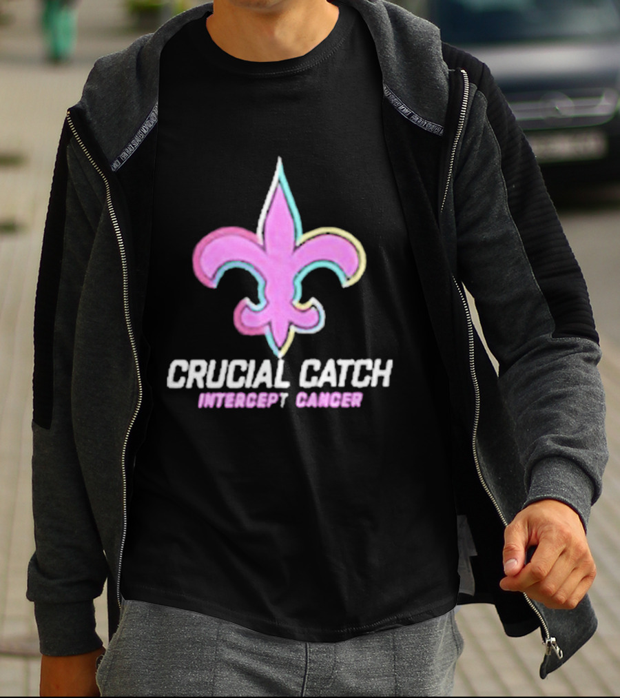 Crucial Catch Intercept Cancer Saints Fleur-de-Lis T-Shirt