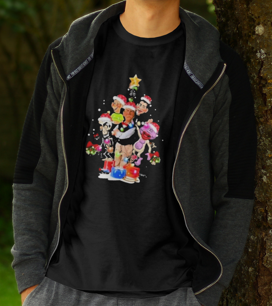Jeff Dunham Christmas Tree With Characters And Star Holiday T-Shirt
