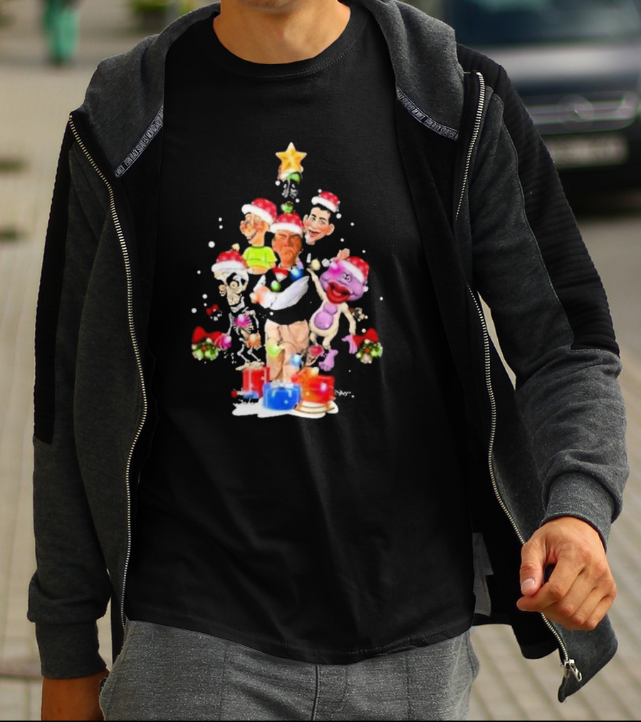 Jeff Dunham Christmas Tree With Characters And Star Holiday T-Shirt