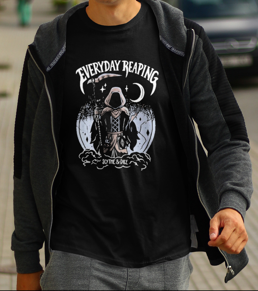 Everyday Reaping Scythe And Dice Moon Cloak T-Shirt