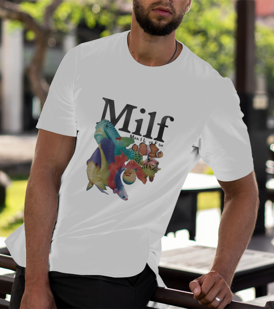 Milf Man I Love Fish Colorful Fish Collage T-Shirt