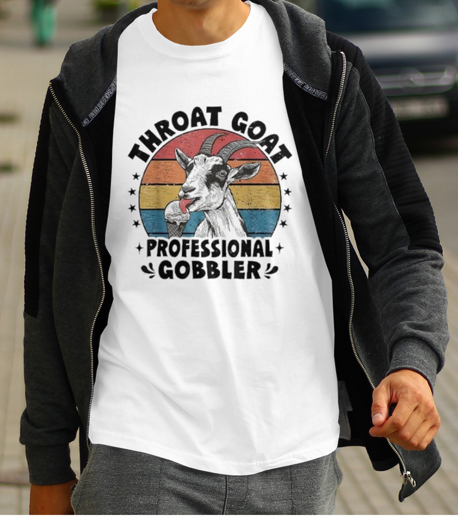 Throat Goat Professional Gobbler Retro Vintage Goat Eating Ice Cream T-Shirt