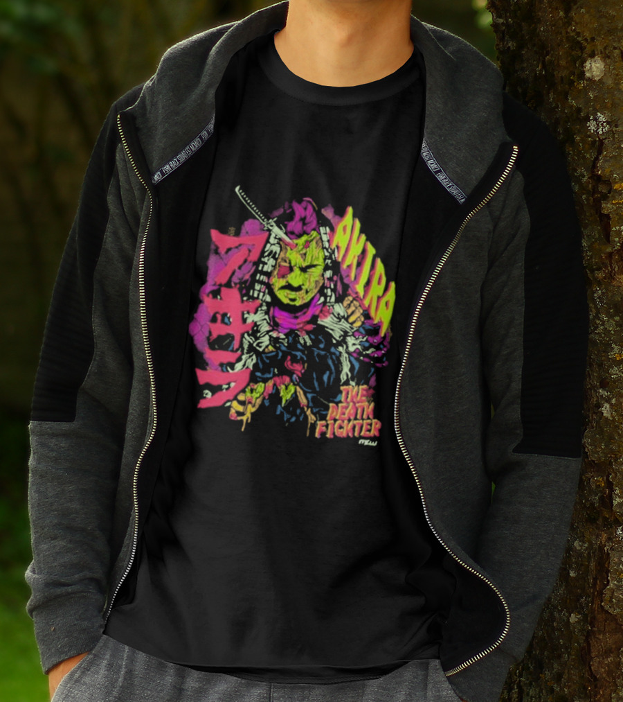 Akira Zombie Samurai Death Fighter In Neon Colors T-Shirt