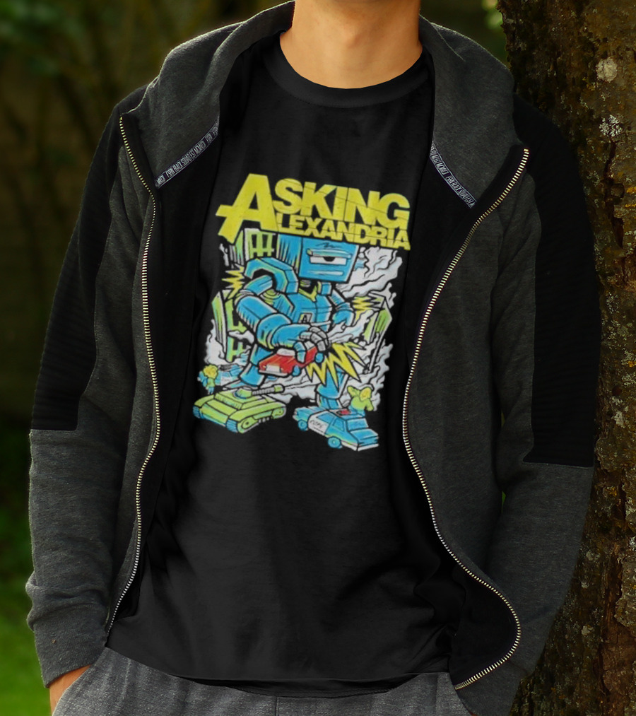 Asking Alexandria Killer Robot Blue And Green Electric Mech T-Shirt