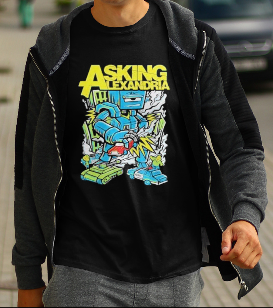 Asking Alexandria Killer Robot Blue And Green Electric Mech T-Shirt